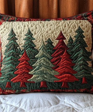 Forest Of Joy Quilted Pillowcase – Woodland Floral Throw Pillow Cover With Nature-Inspired Pattern, Textured Quilting And Lush Green Palette