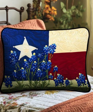 Texas Pride Quilted Pillow Case — Heritage-Inspired Decorative Pillow Cover, Durable Quilted Texture For Patriotic & Rustic Bedrooms