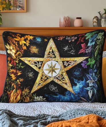 Spellbound Star Quilted Pillow Cover — Celestial Starburst Decorative Sham, Soft Textured Quilting, Hypoallergenic & Low-Maintenance