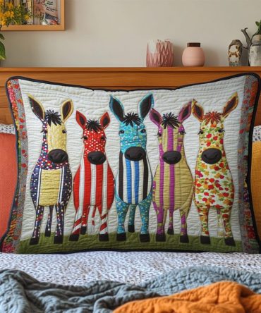 Playful Ponies Quilted Pillow Cover — Charming Horse Print For Kids Bedding, Soft Cotton-Blend, Durable & Machine-Washable