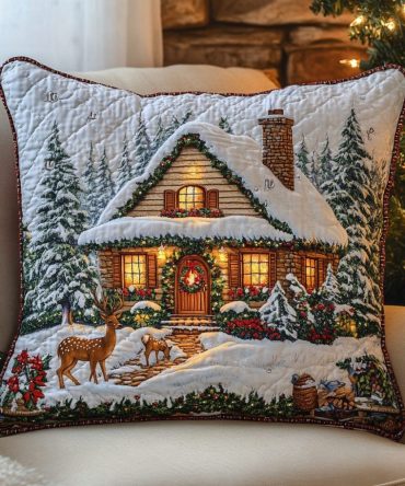 Cozy Cabin Quilted Pillow Cover — Rustic Lodge Throw Pillow Case, Warm Plaid & Cabin-Inspired Accent For Living Room Or Cabin