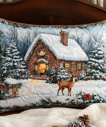 Cozy Cabin Quilted Pillow Cover – Rustic Lodge Decorative Pillowcase For Cabin & Farmhouse Style, Warm Quilted Accent For Home
