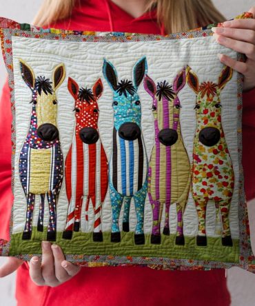 Playful Ponies Quilted Kids Pillow Cover – Charming Horse Print, Soft Durable Fabric, Perfect For Nursery & Children’S Rooms
