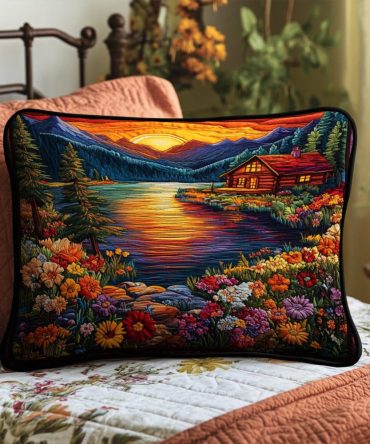 Alpine Serenity Quilted Pillow Cover — Cozy Mountain-Inspired Pillowcase, Soft Cotton-Blend, Textured Quilting, Easy Care