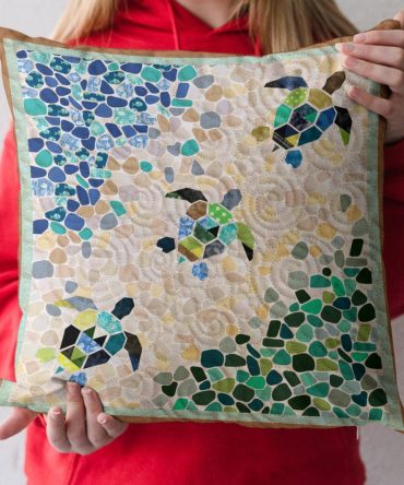 Sea Turtle Quilted Throw Pillow Cover — Coastal Ocean-Themed Decorative Cushion, Durable Reversible Cotton Blend For Beach House Style