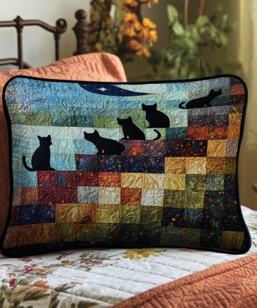 Moonlit Gathering Quilted Pillow Cover — Elegant Night-Sky Inspired Pillowcase, Soft Quilting, Premium Cotton-Blend, Easy Care