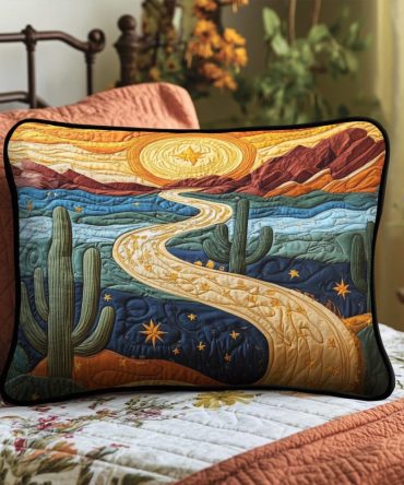 Painted Hills Quilted Decorative Pillow Cover - Earthy Landscape Print, Painterly Texture, Soft Durable Quilting For Living Room & Bedroom - Shop Now