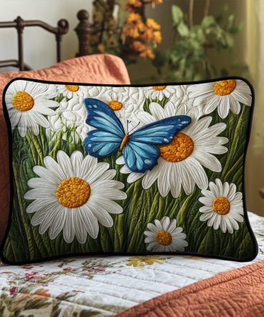 Butterfly Garden Quilted Pillowcase — Whimsical Garden Print Throw Cover, Ultra-Soft Fabric, Lightweight & Easy-Care Decorative Accent