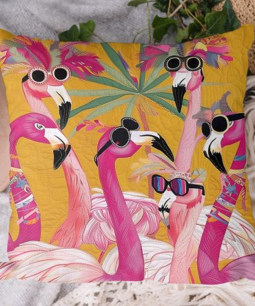 Tropical Tango Quilted Pillow Cover — Bold Exotic Floral Throw Cushion For Patio, Living Room & Bedroom, Durable & Easy Care