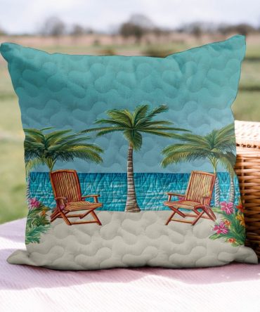 Shore Break Quilted Pillowcase - Driftwood & Surf Inspired Design, Soft Quilted Decorative Cover For Coastal Homes