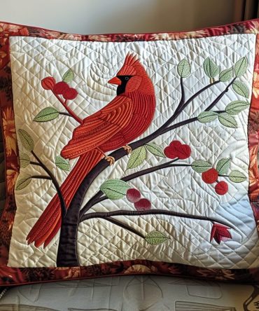 Ruby Reflections Quilted Pillow Cover — Luxe Red Decorative Pillowcase With Quilted Texture, Soft Cotton-Blend, Stylish Accent For Sofa & Bed