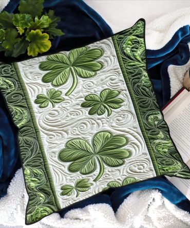 Emerald Forest Quilted Decorative Pillow Cover — Lush Green Botanical Accent For Sofa & Bed, Plush Quilting, Hypoallergenic, Easy-Care