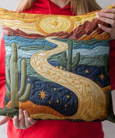Painted Hills Quilted Decorative Pillow Cover — Earthy Landscape Throw Cushion For Nature-Inspired, Boho & Contemporary Rooms