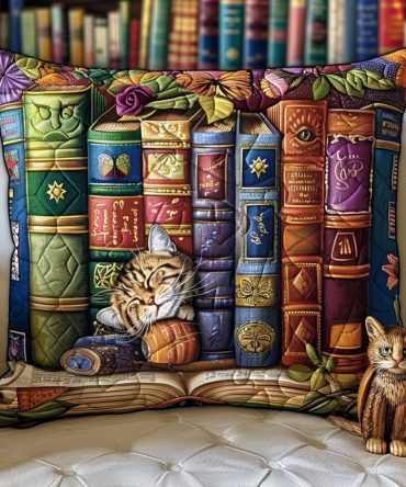 Bookish Quilted Pillowcase — Premium Cotton-Blend Decorative Throw Pillow Cover For Cozy Reading Nooks & Home Decor