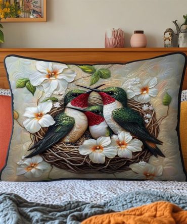 Blossoming Melody Floral Quilted Pillow Cover — Elegant Cotton Decorative Sham With Floral Print, Hypoallergenic & Easy Care