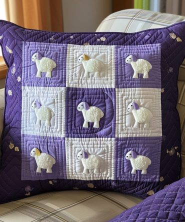 Shear Delight Quilted Decorative Pillow Cover — Stylish Sheep Motif Throw Pillowcase For Charming Cottage & Nursery Décor