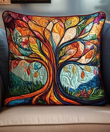 Evergreen Embrace Quilted Pillow Cover — Lush Green Foliage Design, Cotton-Blend Throw Pillowcase For Living Room, Cabin & Holiday
