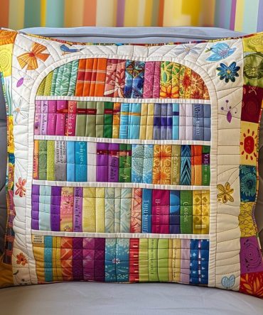 Tome Tower Quilted Cushion Cover — Classic Quilted Pillowcase For Library, Study & Elegant Living Room Accent Styling