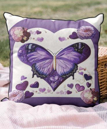 Romantic Bird Quilted Pillow Cover — 'Love Takes Flight' Decorative Cotton Sham, Elegant Accent For Bedroom Or Gift Ready