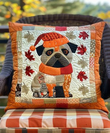 Cute Baby Pug Quilted Pillow Cover — Soft Decorative Throw Pillowcase For Nursery, Sofa & Dog Lovers, Machine-Washable, Gift-Ready