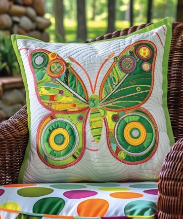 Adorable Butterfly Quilted Pillow Cover - Cute Multicolor Throw Pillowcase, Soft Decorative Cushion For Kids' Rooms & Cozy Spaces