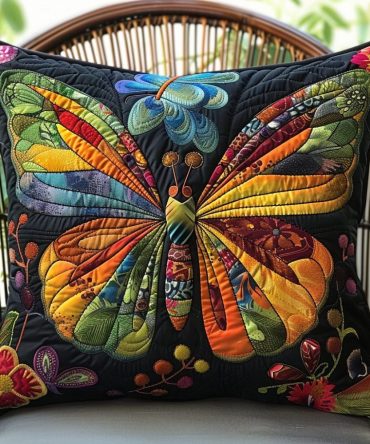 Charming Butterfly Quilted Pillow Cover - Adorable Decorative Throw Pillowcase For Kids' Rooms, Cozy Sofas & Bedrooms