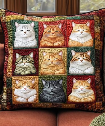 Adorable Kitten Quilted Pillowcase - Playful Kitten Design, Soft Quilted Cover For Baby Rooms, Gifts & Everyday Comfort