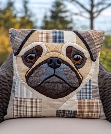 Adorable Pug Quilted Pillowcase - Cozy Decorative Pillow Cover, High-Quality Cotton, Ideal For Dog-Themed Bedrooms & Gifts