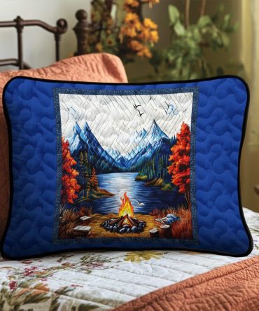 Adventure Camp Quilted Pillow Cover — Rugged Outdoor-Look Bedding Accent, Breathable Cotton-Blend, Durable & Easy Care