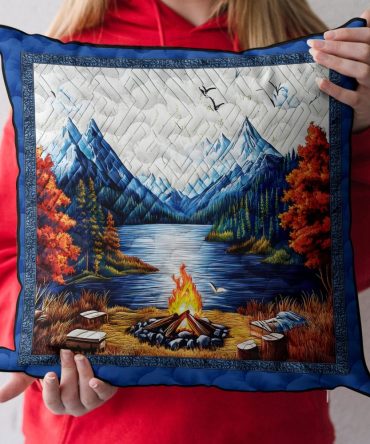 Adventure Camp Quilted Pillow Cover — Playful Rustic Decorative Pillowcase For Kids & Family Spaces, Quilted Texture, Durable And Easy-Care Accent