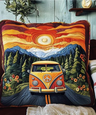 Adventure Wheels Quilted Decorative Pillow Cover — Playful Travel-Themed Cushion Case For Kids Rooms & Road Trip Lovers