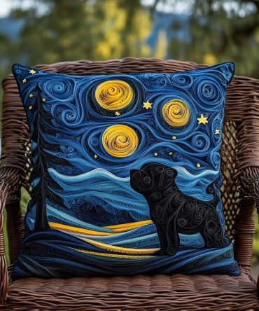 Affectionate Pugs Quilted Pillowcase - Loveable Dog Pillow Cover With Heart Motif, Soft Cotton Blend, Zipper Closure, Gift-Ready