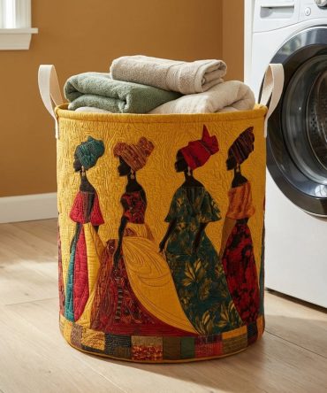 Luxury African Print Quilted Laundry Hamper With Reinforced Handles - Foldable Fabric Laundry Basket, Durable Decorative Accent