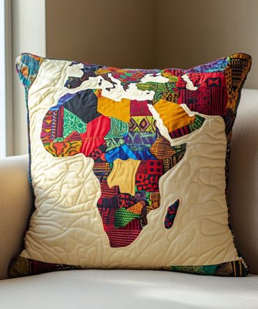African Dream Quilted Decorative Pillow Cover — Bold Tribal-Inspired Throw Pillowcase, Textured Cotton-Blend Accent For Eclectic And Global Interiors
