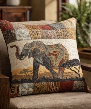 African Legends Quilted Decorative Pillow Cover — Rich Tribal Motif, Soft Quilted Texture, Handcrafted Look For Warm Boho Interiors