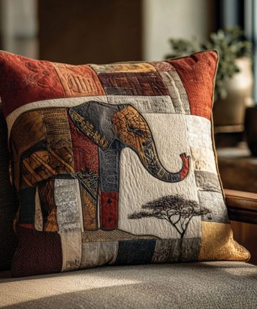 African Majesty Quilted Accent Pillow Cover — Regal Tribal Patterns, Luxurious Quilted Texture, Durable Decorative Cushion Case For Chic Homes