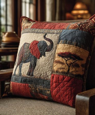 African Power Quilted Throw Pillow Cover — Bold Geometric Prints, Textured Quilting For Statement Living Room Or Bedroom Accents, Easy Care