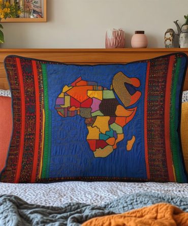 African Roots Quilted Accent Pillow Cover — Vibrant Tribal Motif, Soft Cotton-Blend Decorative Throw Pillow Sham, Machine-Washable & Hypoallergenic