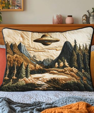 Space-Inspired Quilted Pillowcase With Alien Motif — Retro Ufo Decorative Sham For Kids & Sci‑Fi Fans, Soft Durable Bedding Accent