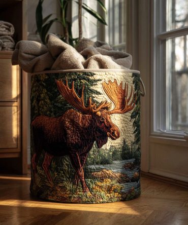 Alpine Majesty Quilted Laundry Hamper — Scenic Mountain Print Foldable Fabric Basket With Sturdy Handles, Quilted Protection & Easy Care