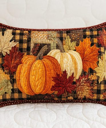 Amber Maple Lane Quilted Decorative Pillow Cover — Golden Maple Tones, Textured Throw Pillowcase For Cozy Fall & Rustic Home Accents