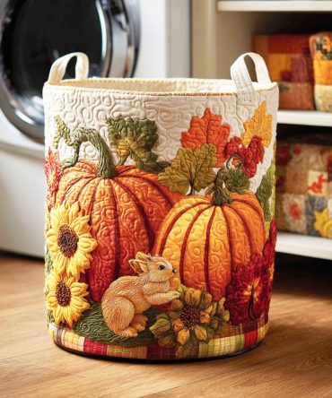 Amber Glow Quilted Laundry Hamper — Warm-Toned Fabric Laundry Basket, Collapsible Storage Solution With Soft Quilted Texture