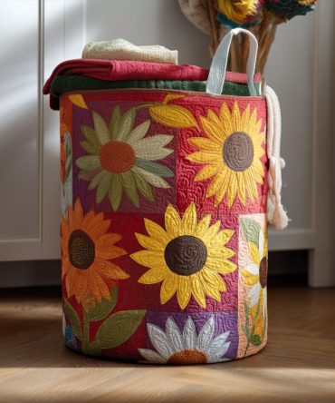 Amber Glow Quilted Laundry Hamper — Warm-Toned Foldable Laundry Basket For Cozy Home Storage & Decorative Organization