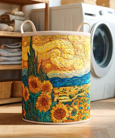 Amber Horizon Quilted Laundry Hamper — Warm Toned Quilted Storage Basket, Collapsible & Durable With Comfortable Carry Handles