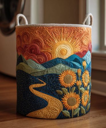 Amber Sky Quilted Fabric Laundry Hamper — Large Foldable Basket With Reinforced Handles, Decorative & Functional Home Organizer
