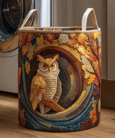 Amber Wisdom Quilted Laundry Hamper — Warm-Toned Decorative Fabric Storage Basket With Quilted Finish, Durable Handles & Collapsible Frame