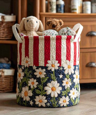 American Glory Quilted Laundry Hamper – Large Patriotic Collapse-Flat Fabric Basket With Reinforced Handles, Durable Decorative Storage For Home