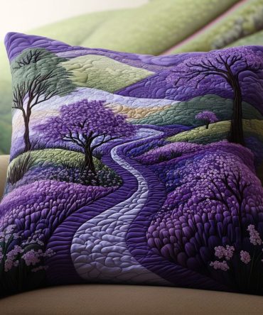 Amethyst Ridge Quilted Pillow Cover — Purple Accent Throw Pillowcase For Bed & Sofa, Textured Luxury Sham For Modern Boho Decor