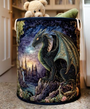 Ancient Flame Quilted Laundry Hamper — Boho Flame Pattern, Durable Quilted Collapsible Basket With Handles For Everyday Use