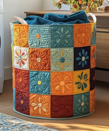 Ancient Harmony Quilted Laundry Hamper — Timeless Tribal Quilting, Durable Collapsible Fabric Basket With Reinforced Handles